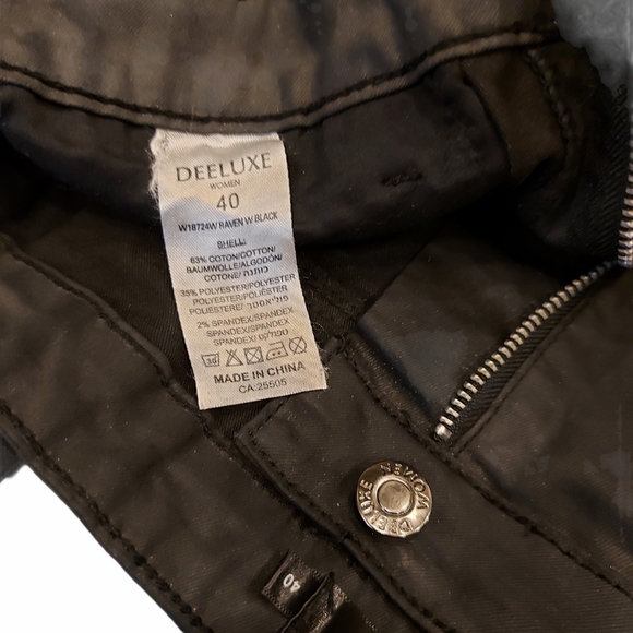 Black Shiny Faux Leather Pants,Streight Legs - Picture 7 of 7